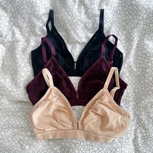 Lively Bralette Set - Black, Burgundy, and Nude